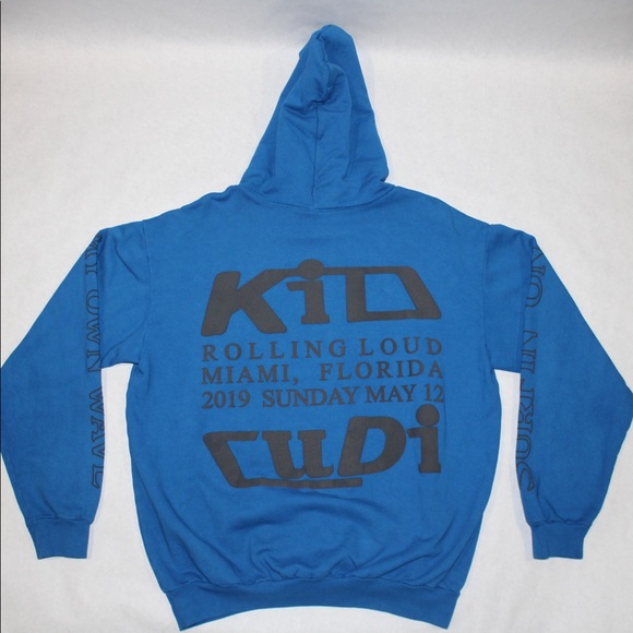 KID CUDI SWIM IN THE LIGHT ROLLING LOUD MERCH HOODIE BLUE SIZE XL 100% AUTHENTIC - Picture 3 of 7